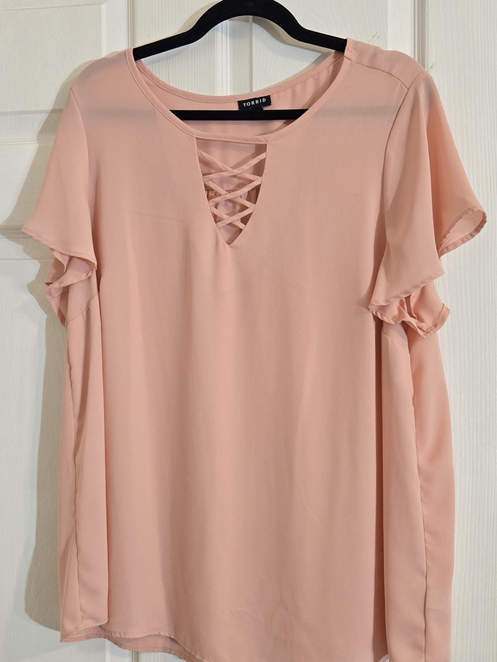 torrid Blush Peach V-Neck Flutter Sleeve Top
